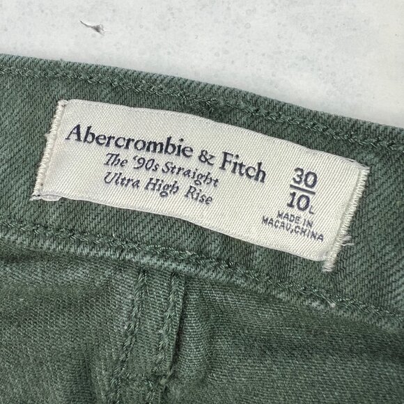 Abercrombie Fitch Jeans Womens 31x32* 90s Straight High Rise Green Denim Tag 30L - Picture 5 of 16